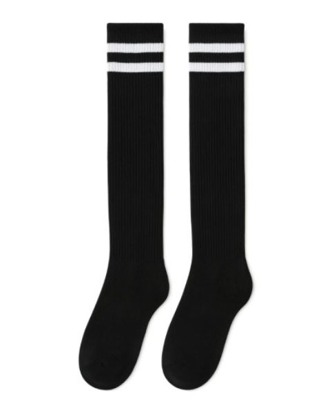 Black Knee High Striped Socks