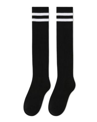 Black Knee High Striped Socks