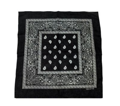 Black Paisley Bandana 20x20in