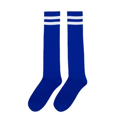 Blue Knee High Striped Socks