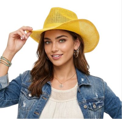 Yellow Burlap Cowboy Hat