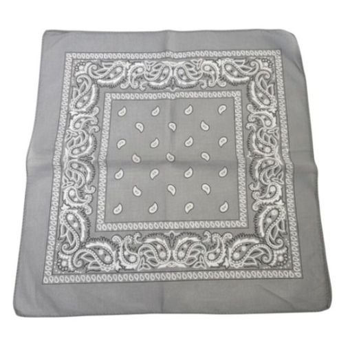 Silver Paisley Bandana 20x20in