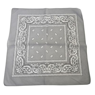 Silver Paisley Bandana 20x20in