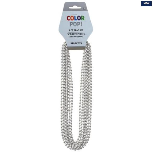 Silver 30 inch 8ct Oval Beads