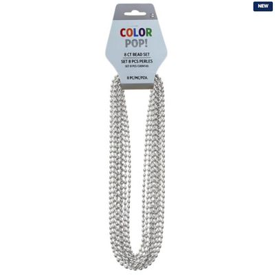 Silver 30 inch 8ct Oval Beads