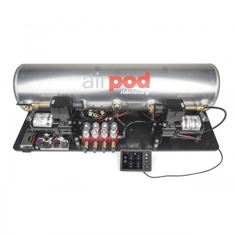 RidePro E5 Air Ride Suspension Control System | 5 Gallon Dual Compressor AirPod-1/4″ Valves