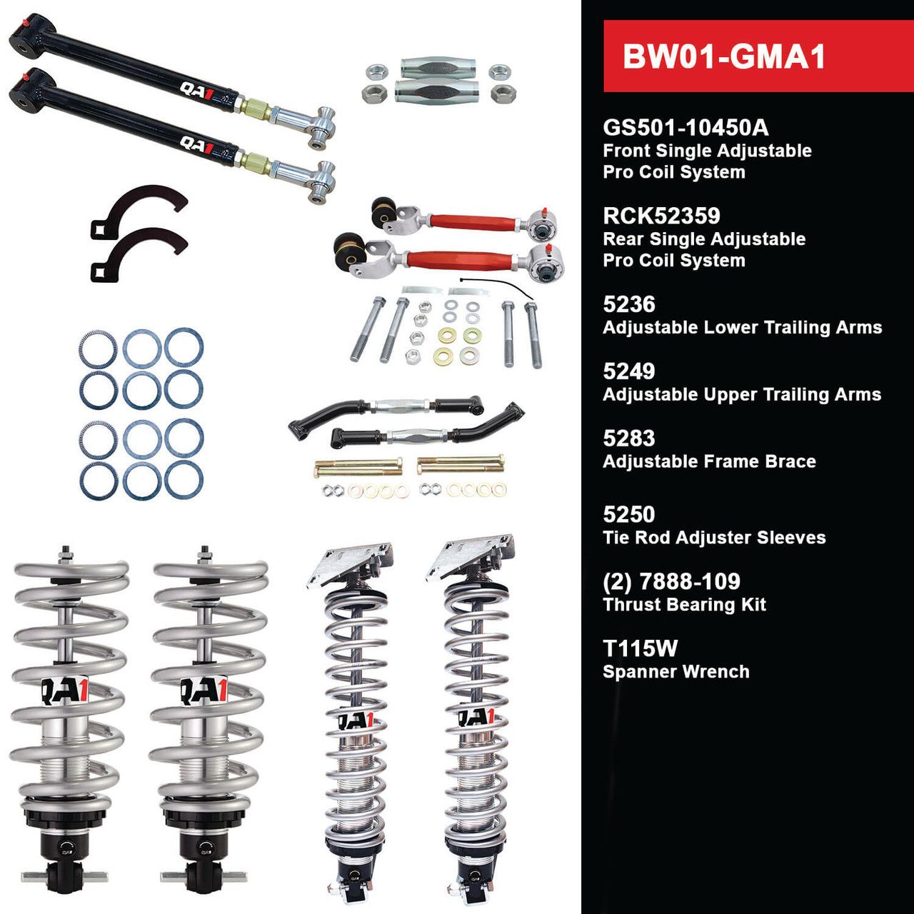 QA1 Level 1 Big Wheel Suspension Kit, 64-67 GM A Body
