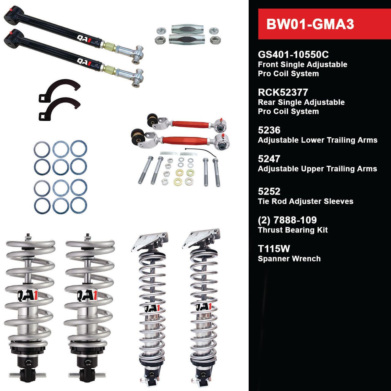 QA1 Level 1 Big Wheel Suspension Kit, 73-77 GM A Body