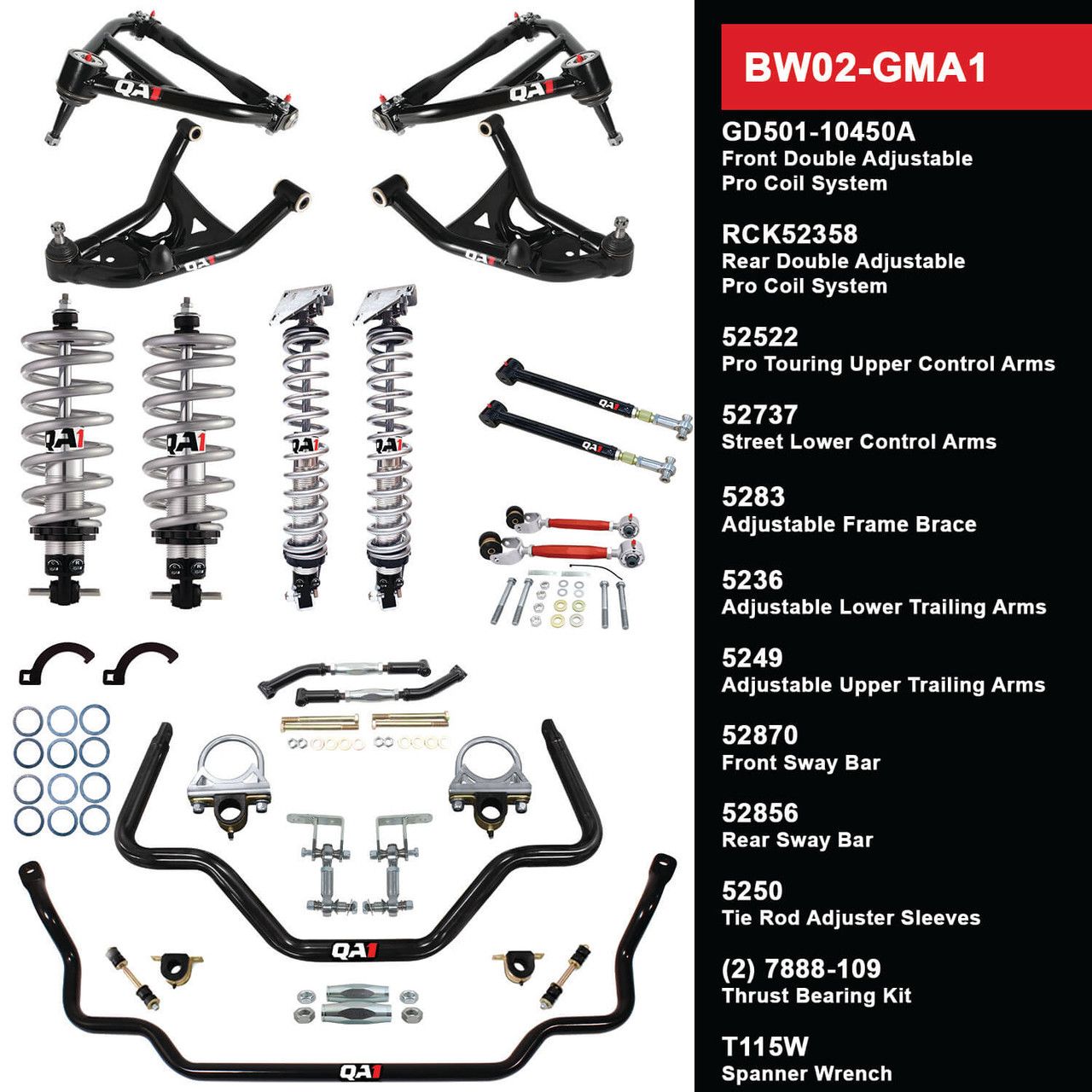 QA1 Level 2 Big Wheel Suspension Kit, 64-67 GM A Body