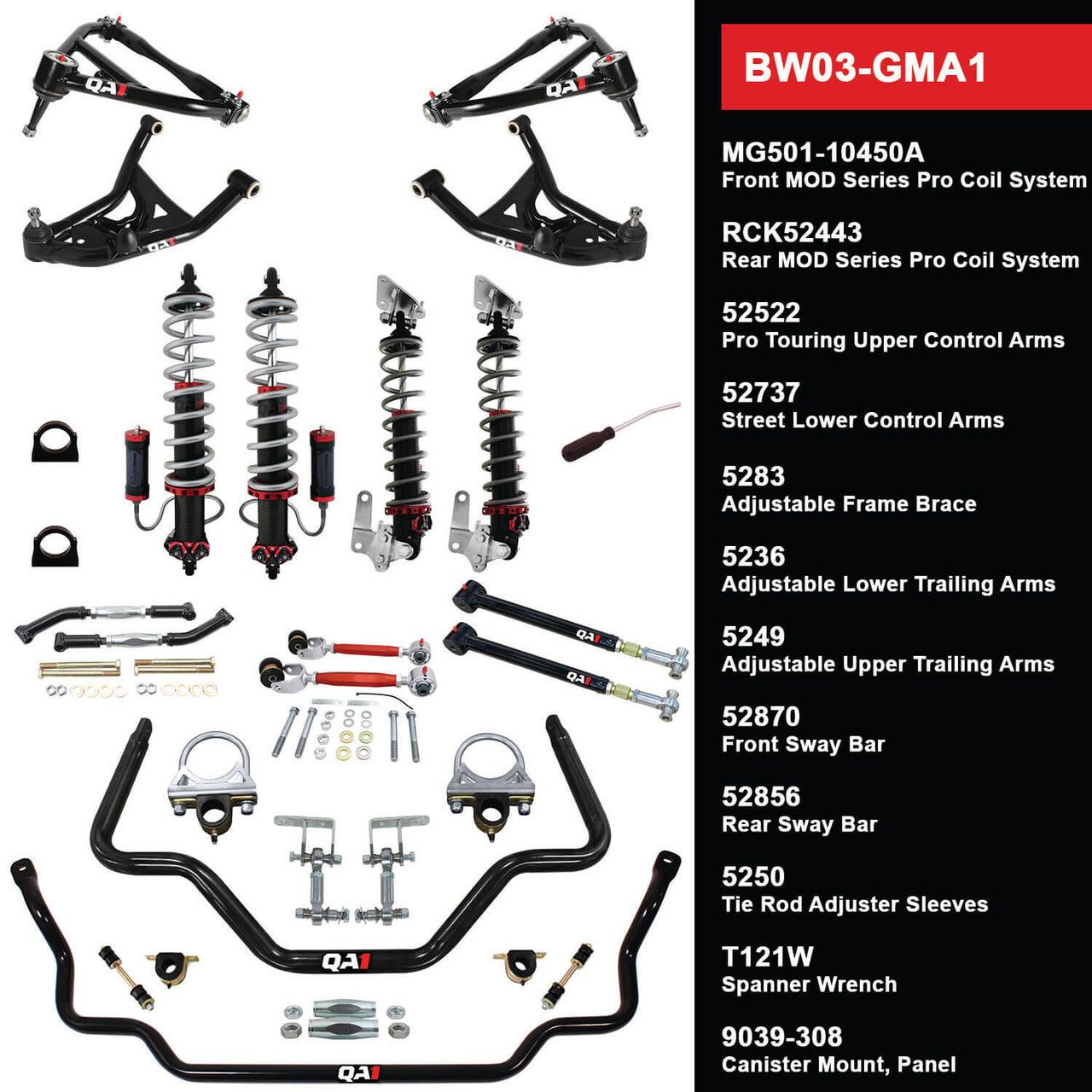 QA1 Level 3 Big Wheel Suspension Kit, 64-67 GM A Body