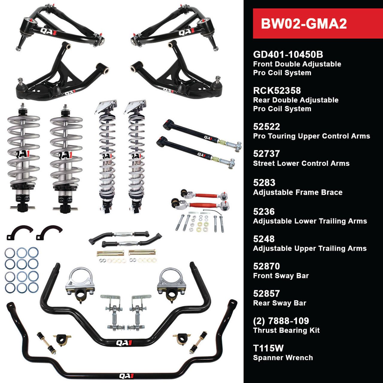 QA1 Level 2 Big Wheel Suspension Kit, 68-72 GM A Body