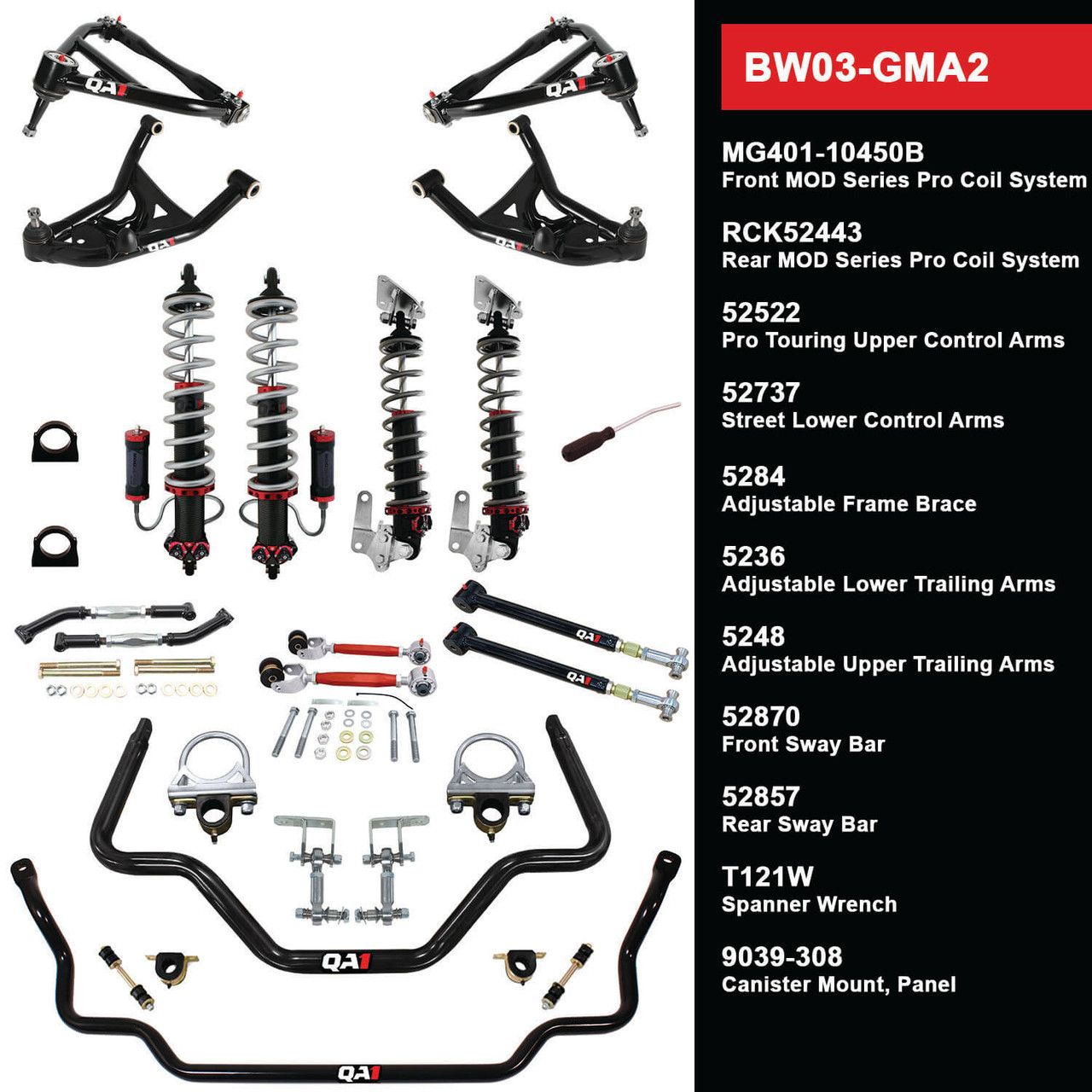 QA1 Level 3 Big Wheel Suspension Kit, 68-72 GM A Body