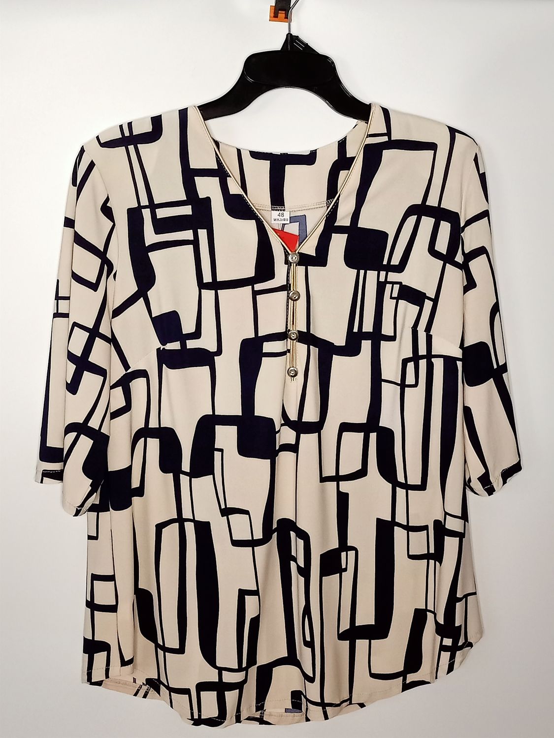Bluzka plus size w geometryczny wzór