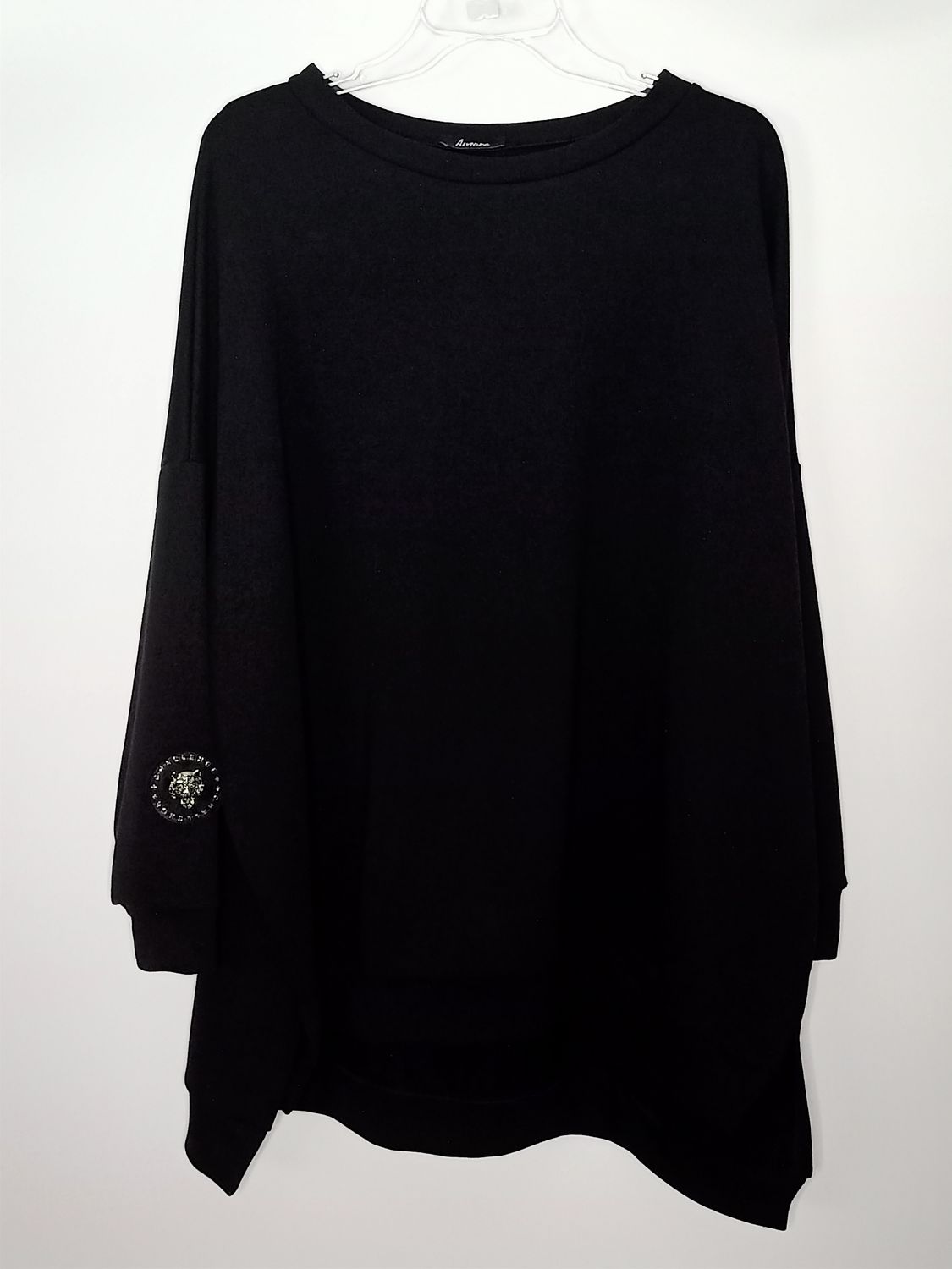 Bluza bawełniana oversize z naszywką - czarna