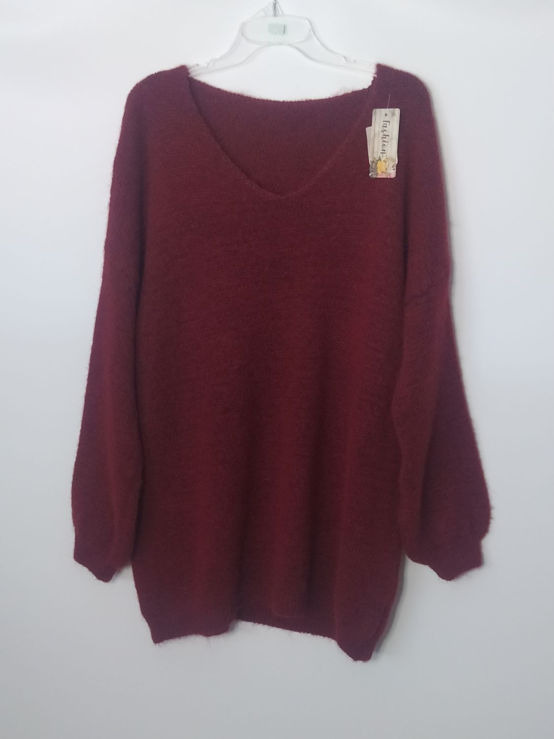 Bordowy sweter oversize
