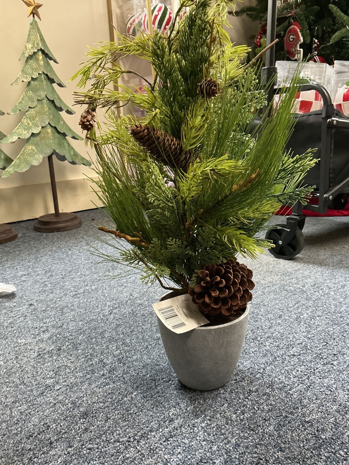pinecone and greenery pot