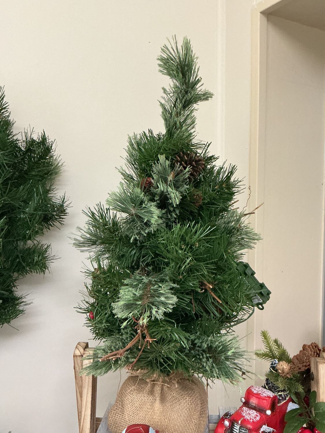 24" glistening pine small tree in burlap base