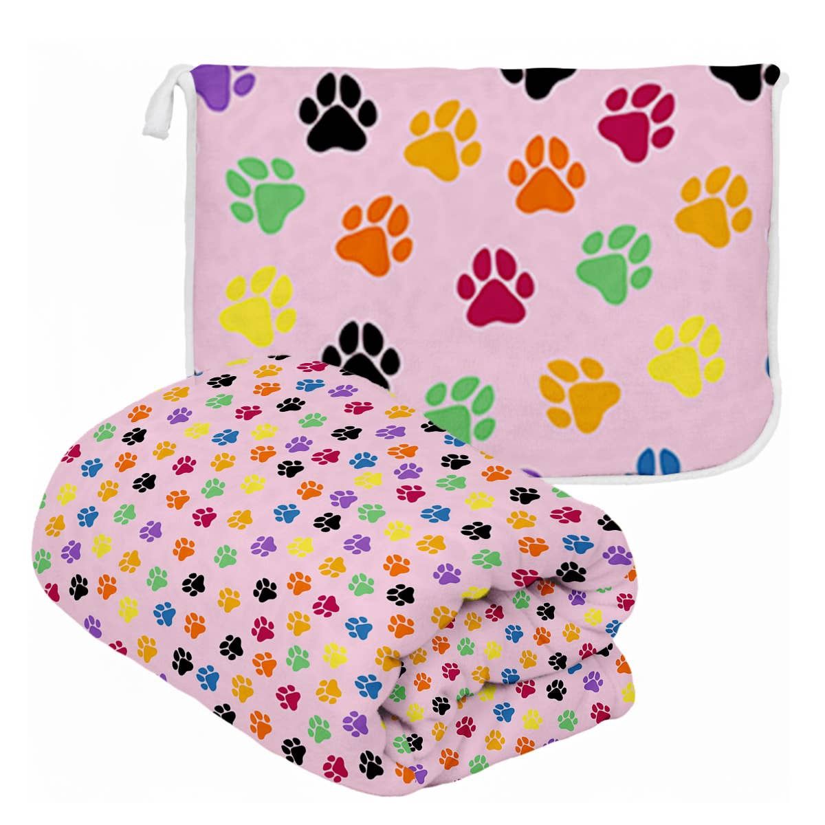 "Pink Paws" Plush Travel Blanket with Matching Case