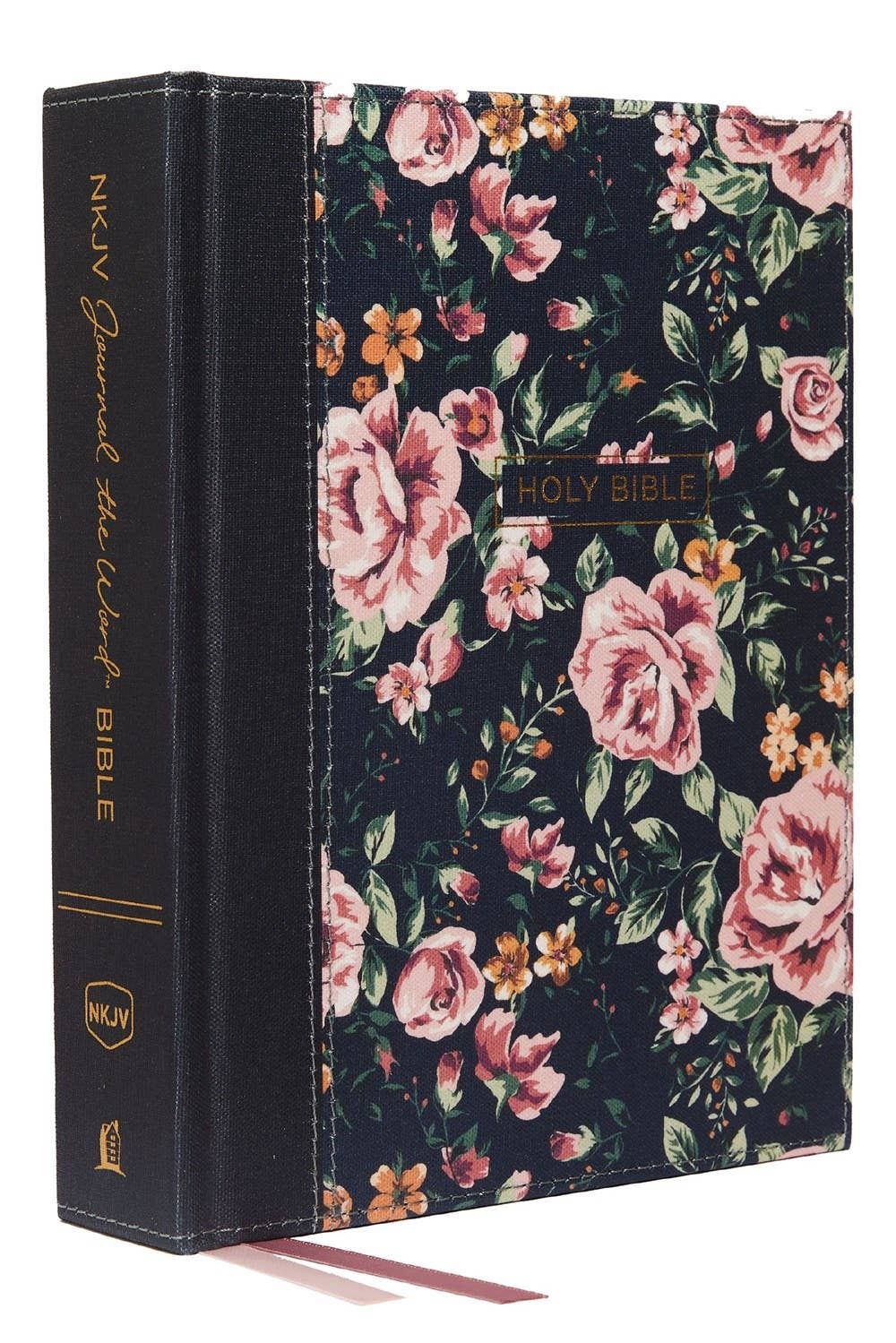 NKJV, Journal the Word Bible, Cloth over Board, Blue Floral,