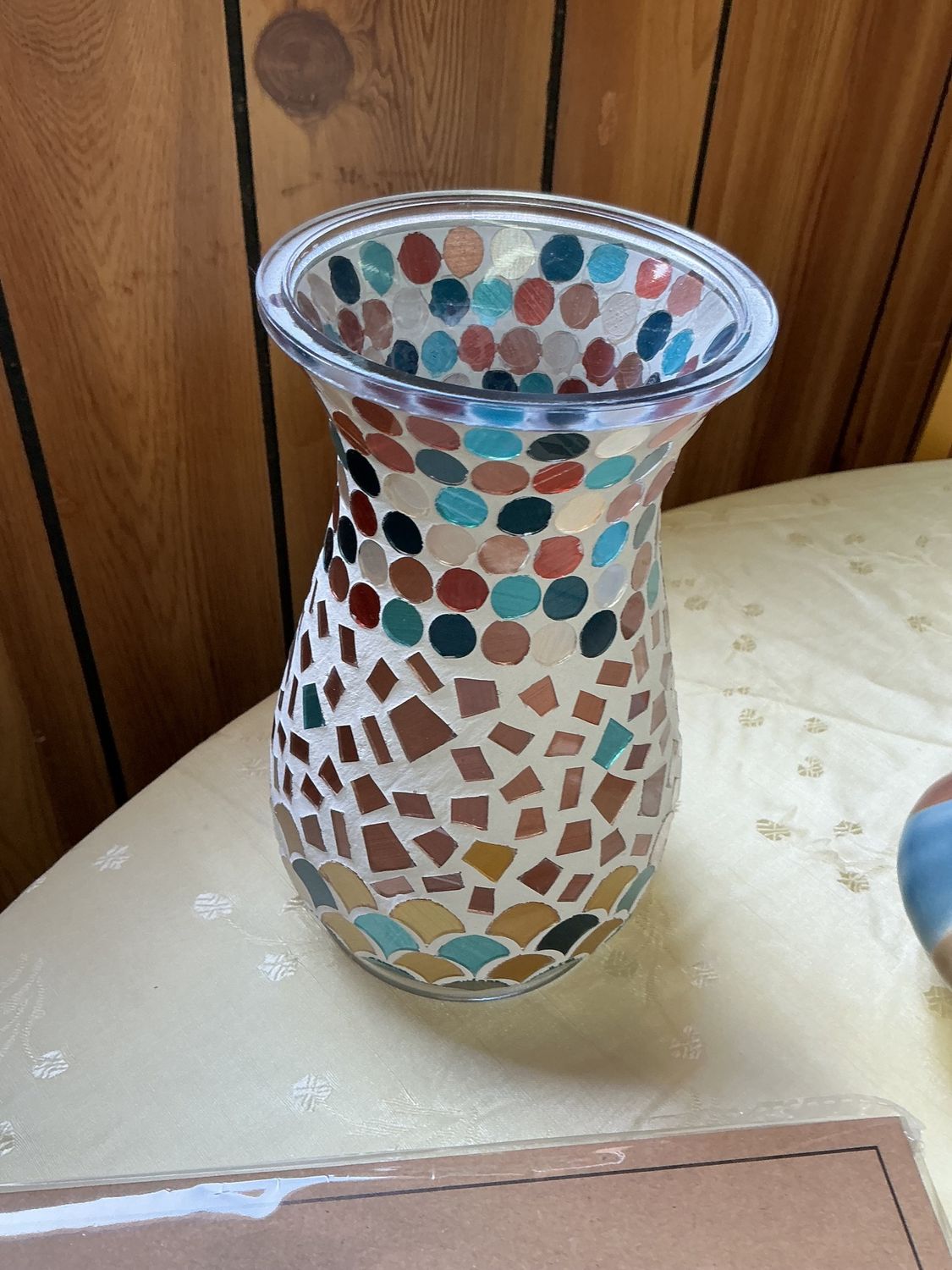 7.75" Multicolor Mosaic Glass Vase