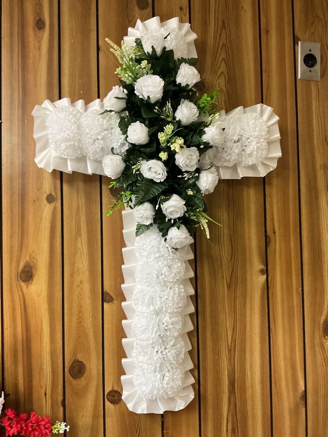 36" cross with flowers