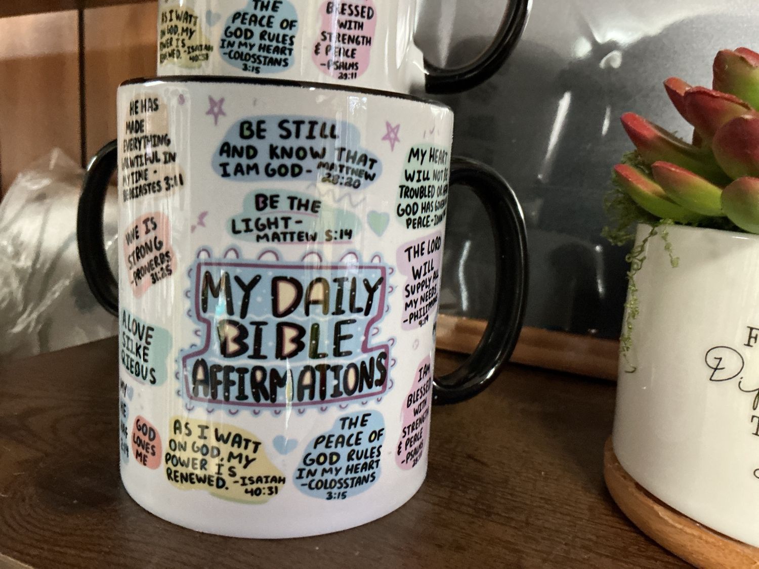 Daily Christ coffee mug with Bible verse and scripture