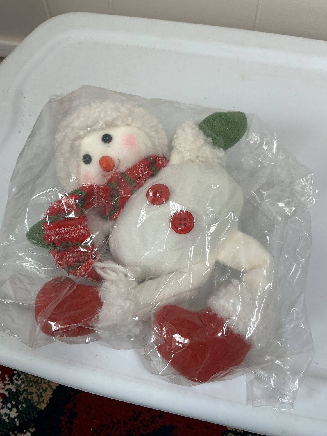 13" Jolly Smiling Plush Snowman Hanging Christmas ornaments