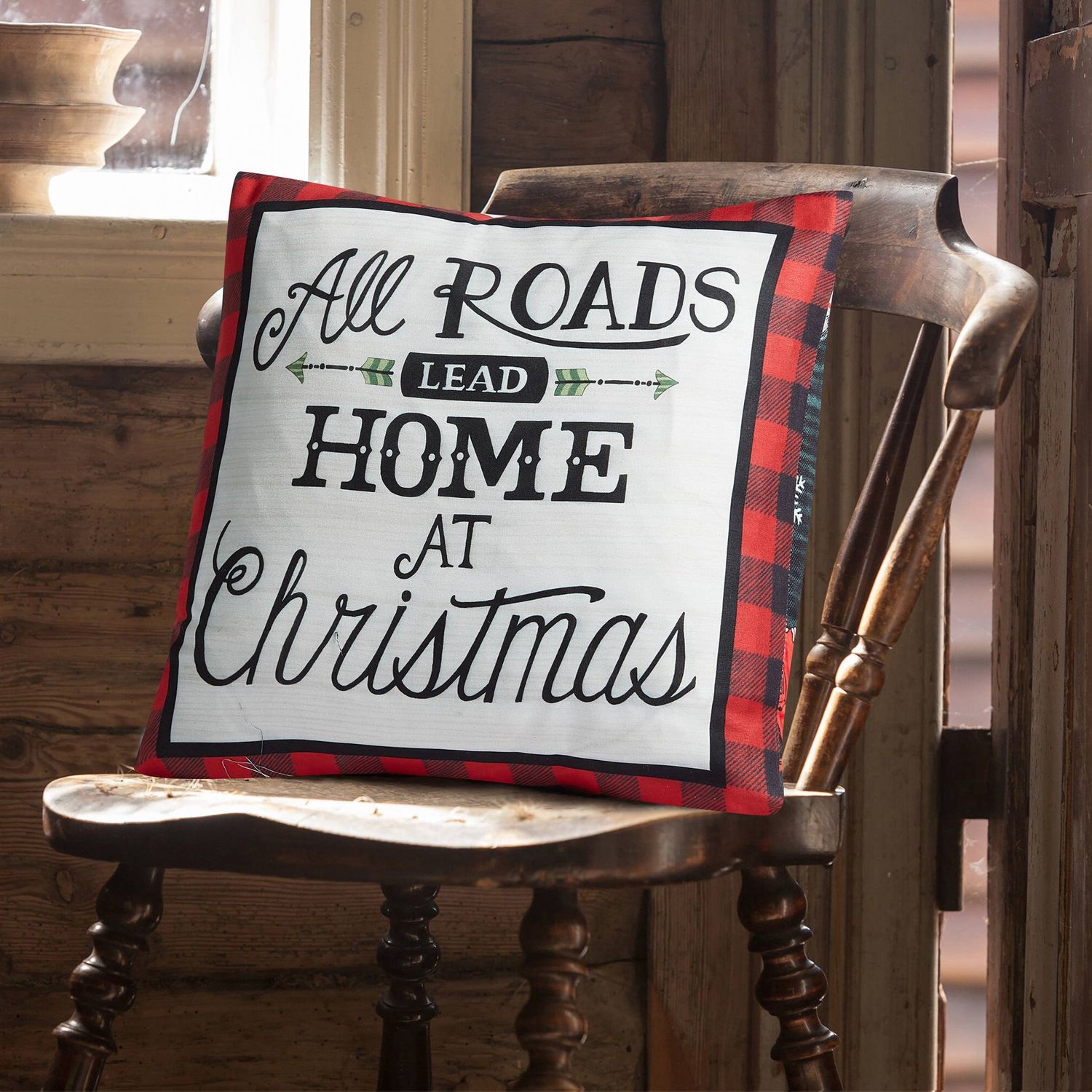 "All Roads Lead Home at Christmas" Accent Pillow