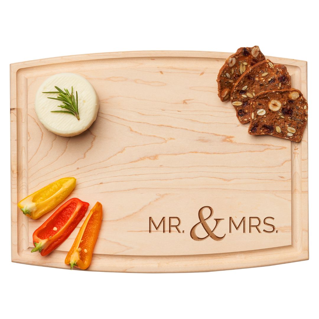 Arched Artisan Maple Board | Modern Mr. &amp; Mrs. | 12 x 9"