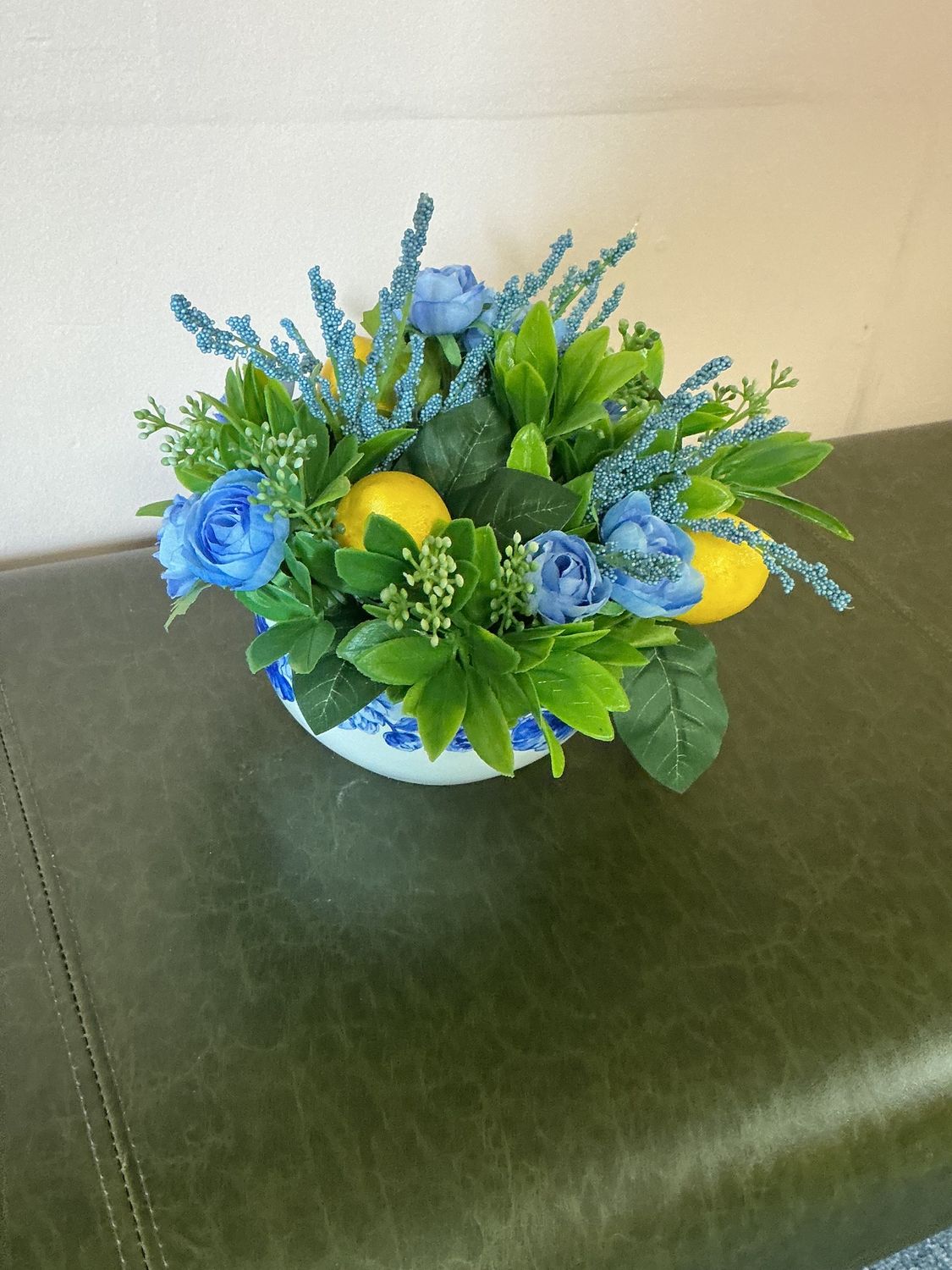 cereal bowl with blue and yellow flowers