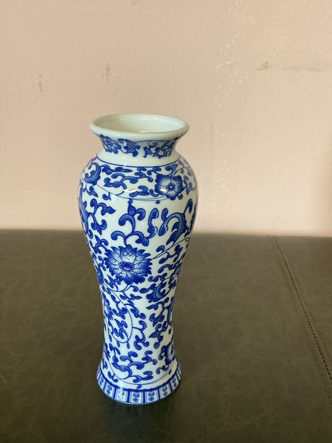 13 inch tall blue and white porcleain vase