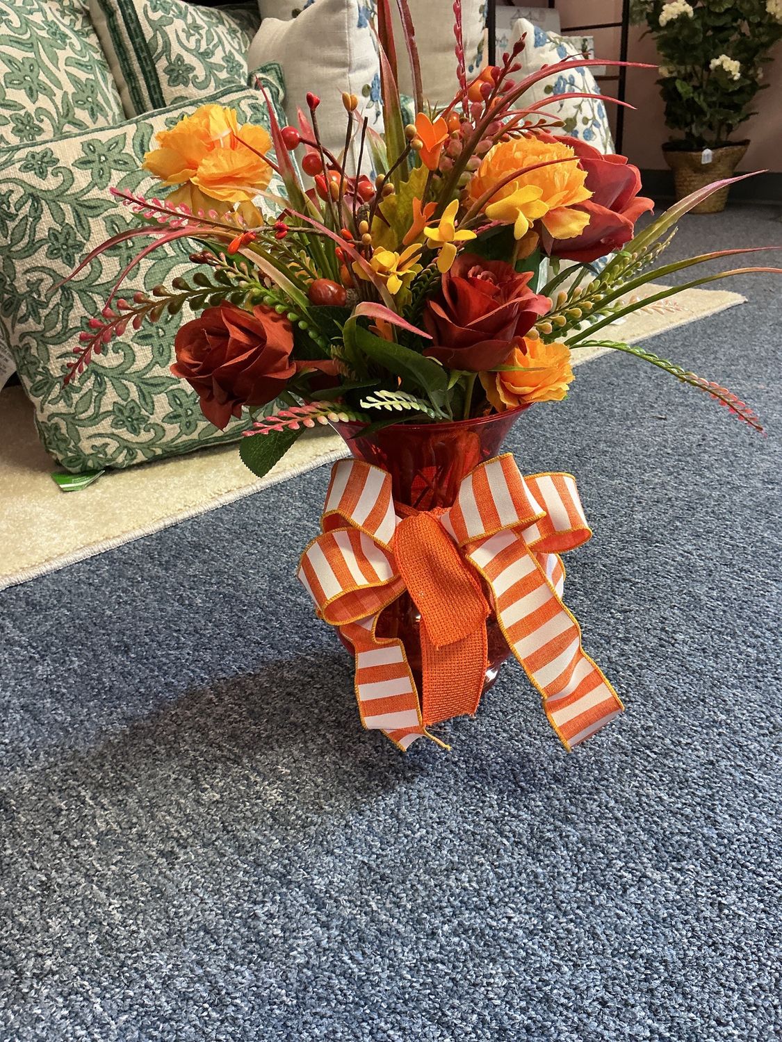 Orange or yellow container with fall