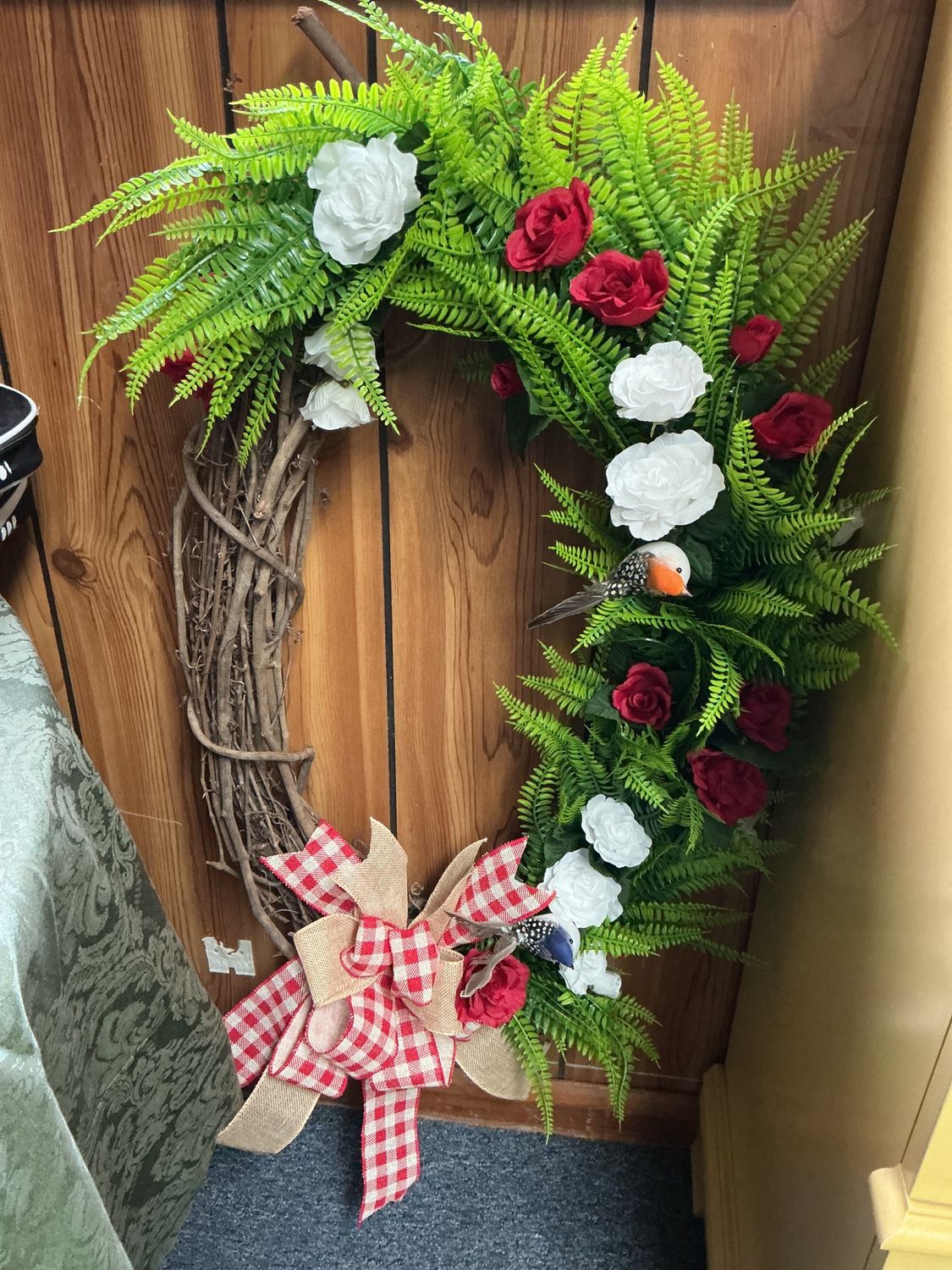 Grapevine oval wreath with birds