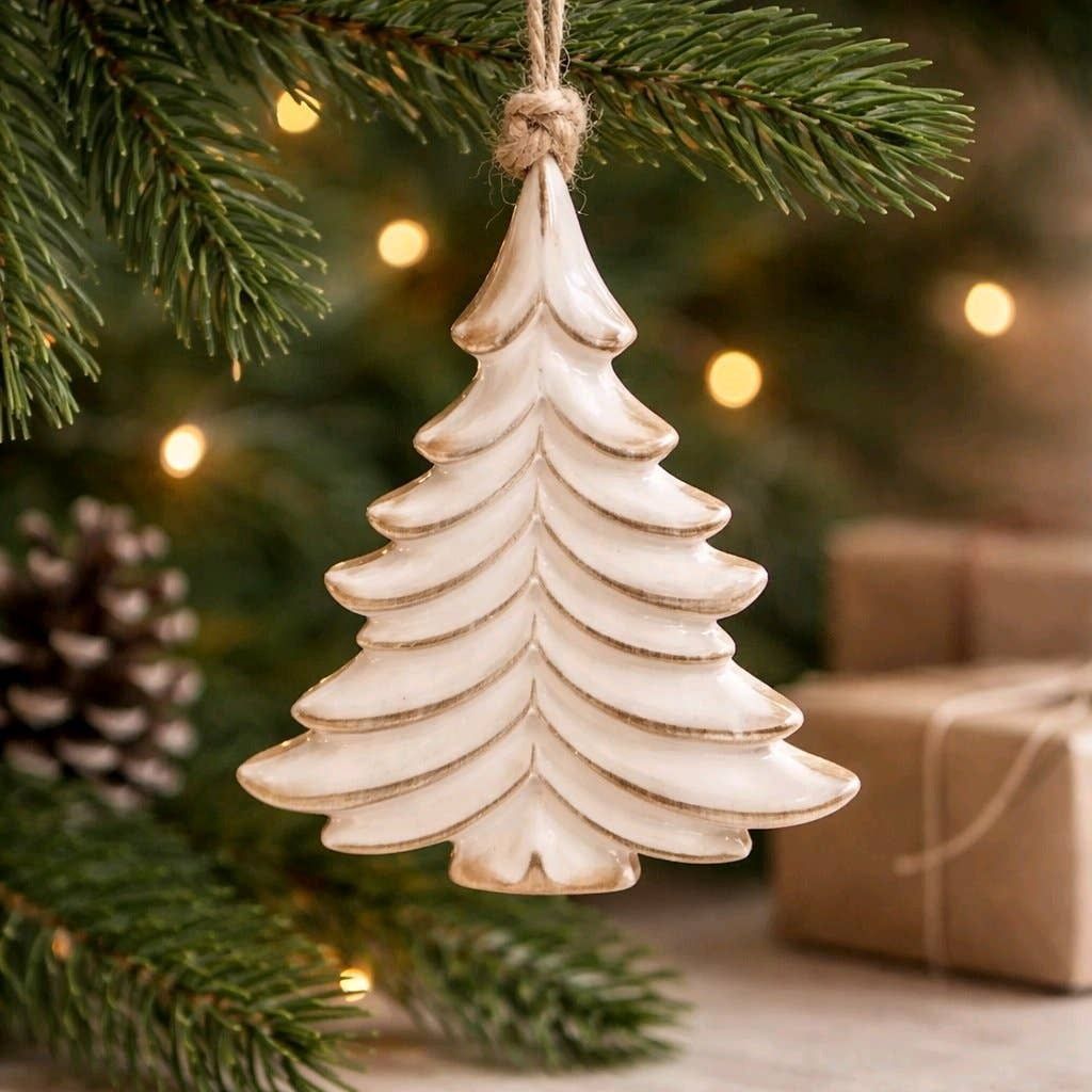 Clear Enamel Tree Ornament 5x3in