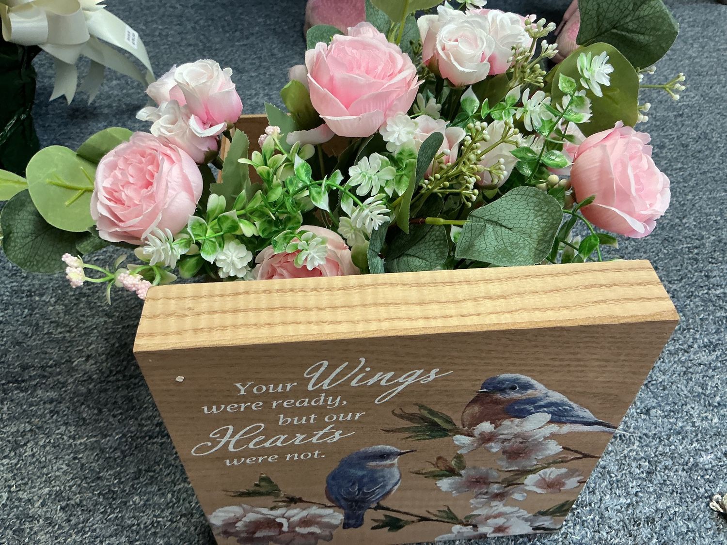 wings were ready memory box with flowers
