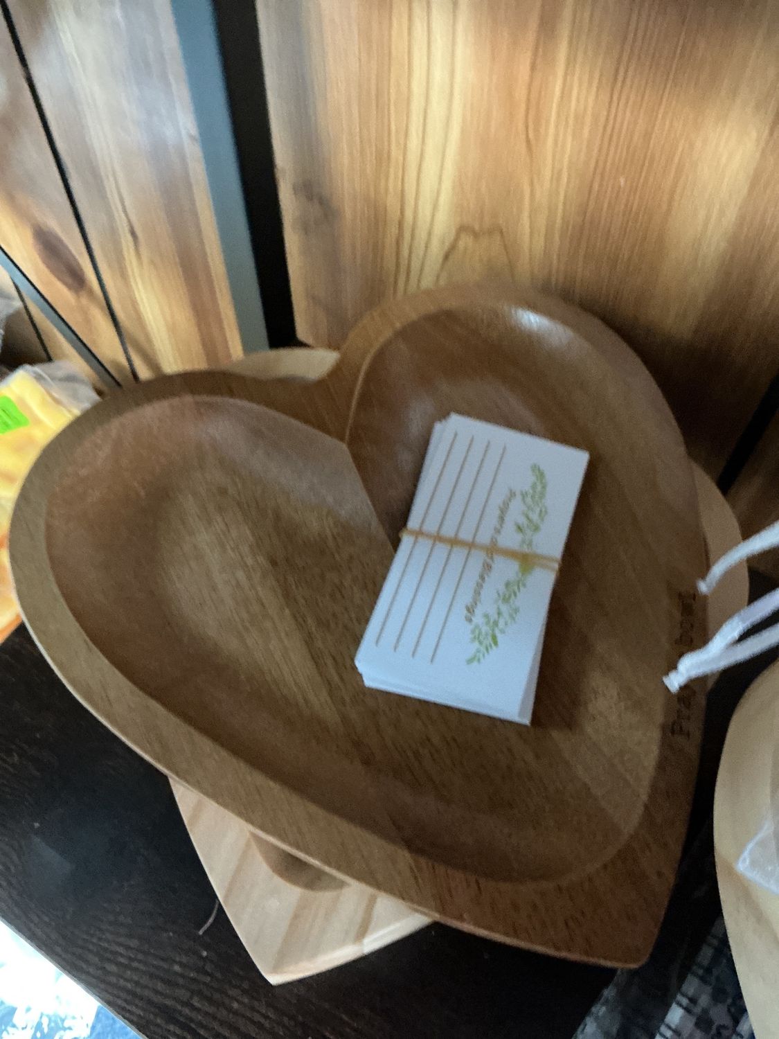 Heart shaped wooden prayer bowl