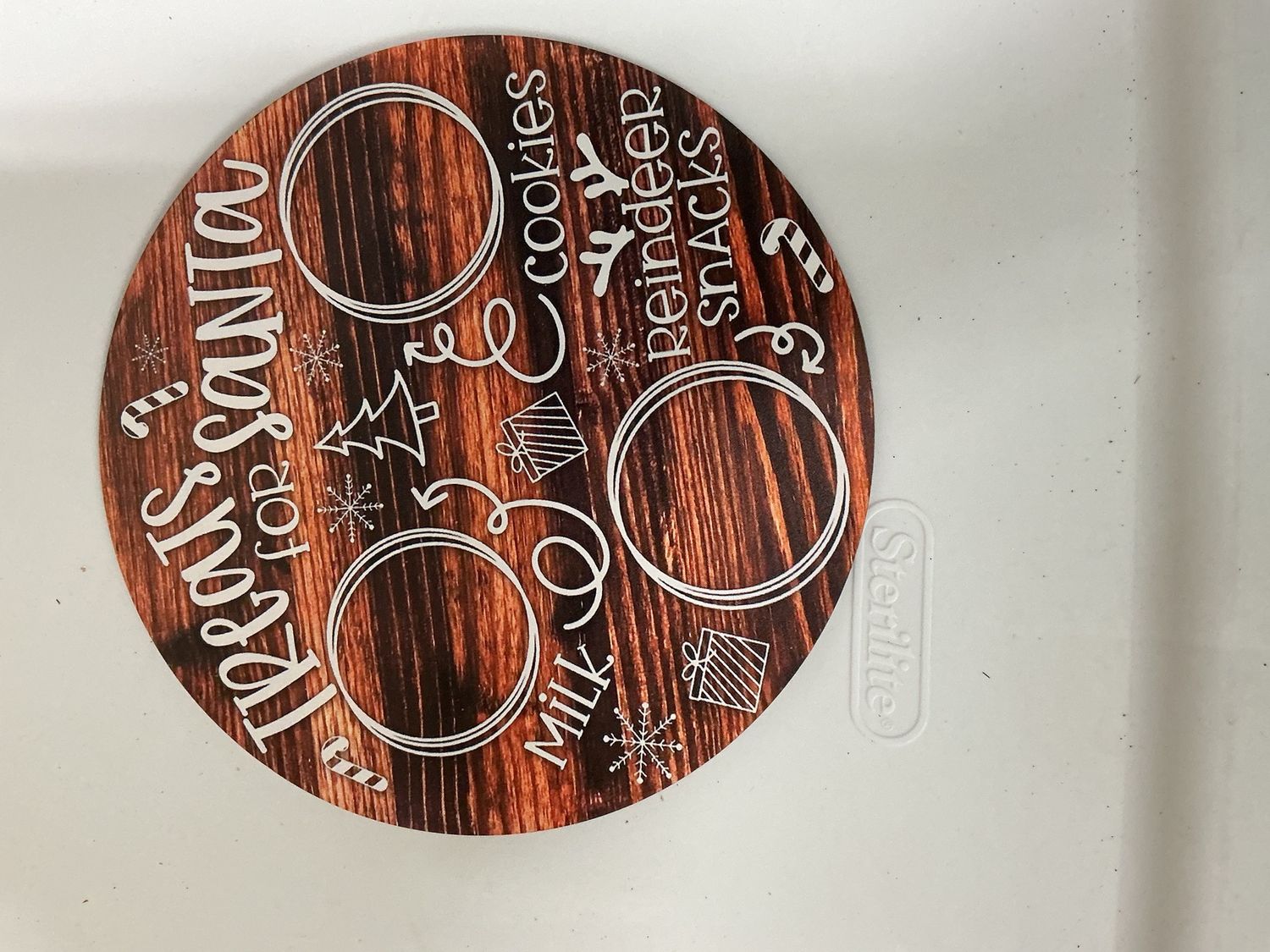 Treats for Santa (not in color) round wood circle