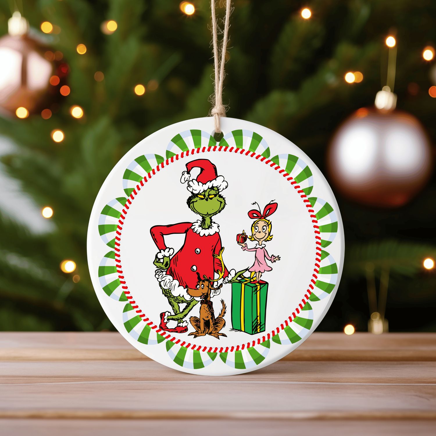 Grinch and Cindy Lou Who Ceramic Ornament