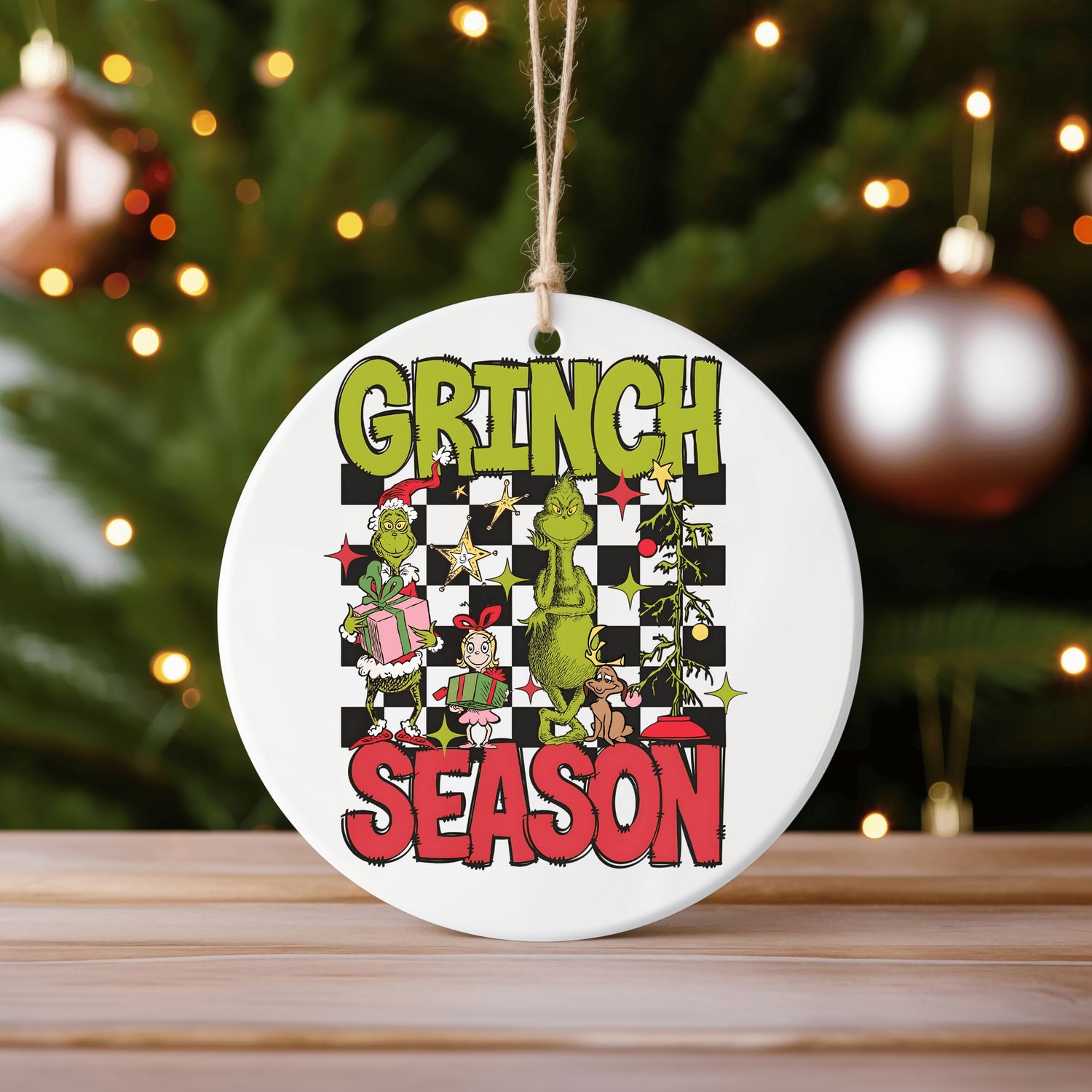Grinch Season Ceramic Ornament