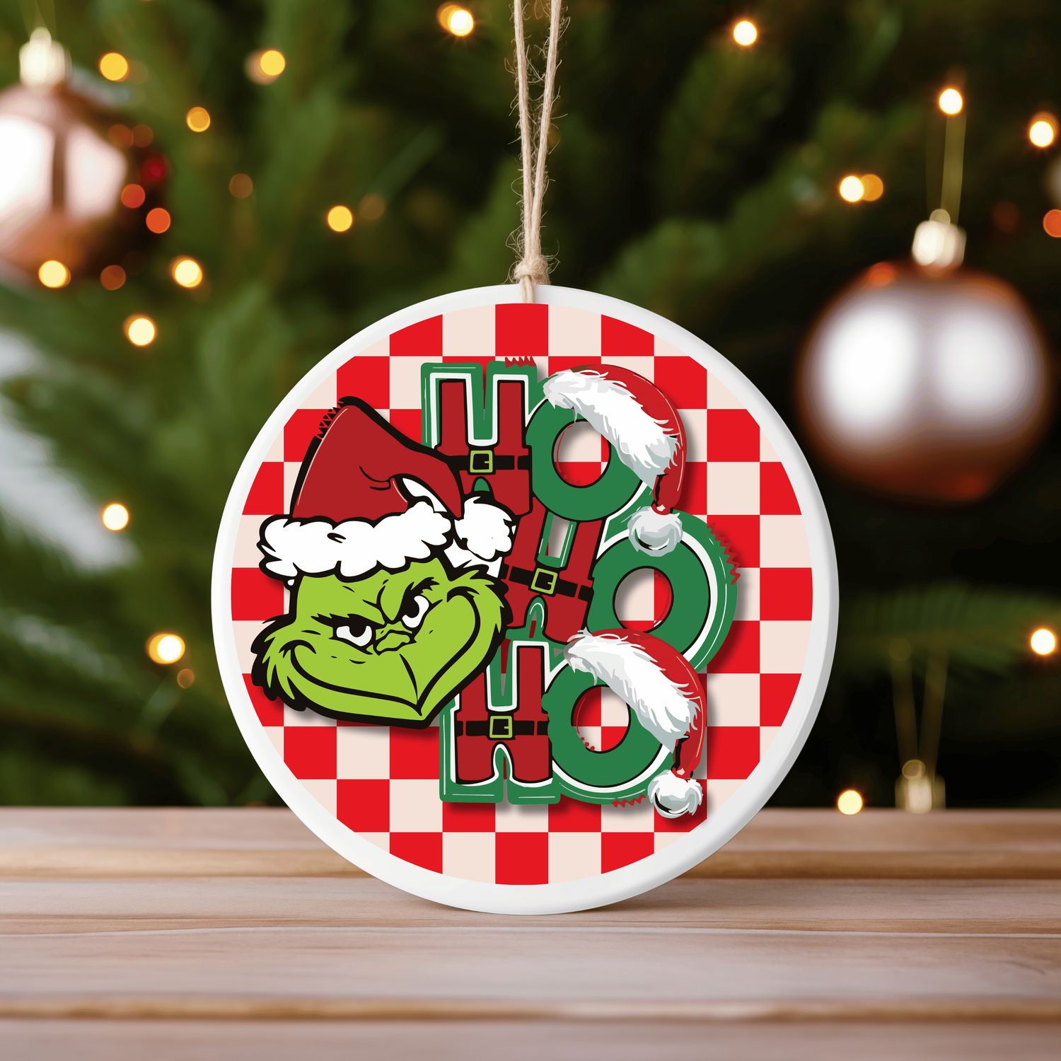 Ho Ho Ho Grinch Christmas  Ceramic Ornament