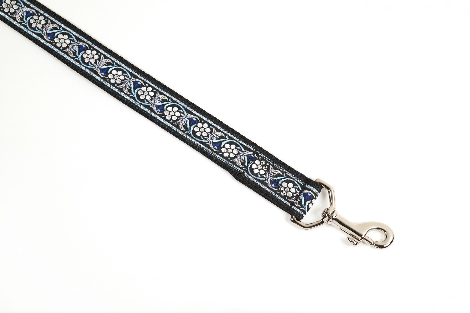 Leash - Designer - 1-inch - Sparkle Flower - Blue