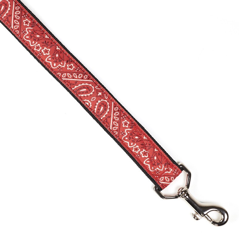 Leash - Designer - 1-inch - Bandana - Red