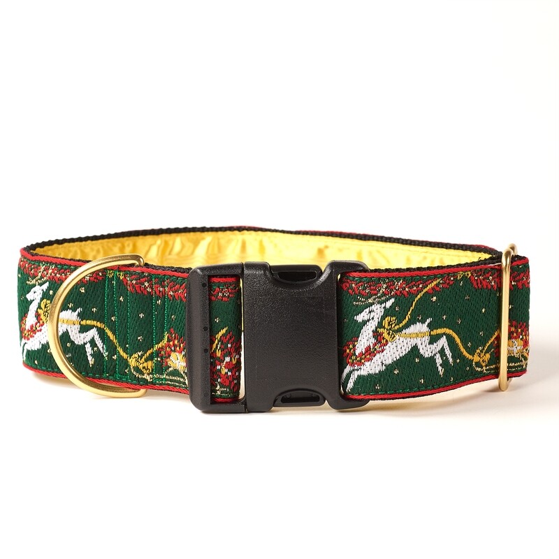 Collar - Designer - 2 inch - Reindeer - Green