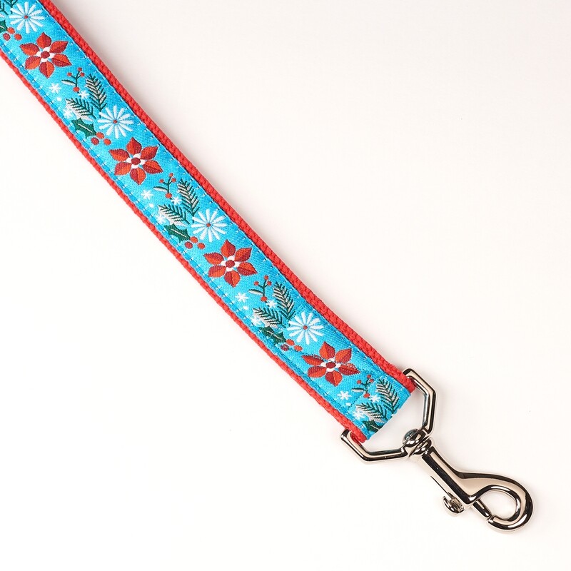 Leash - Designer - 1-inch - Poinsettia