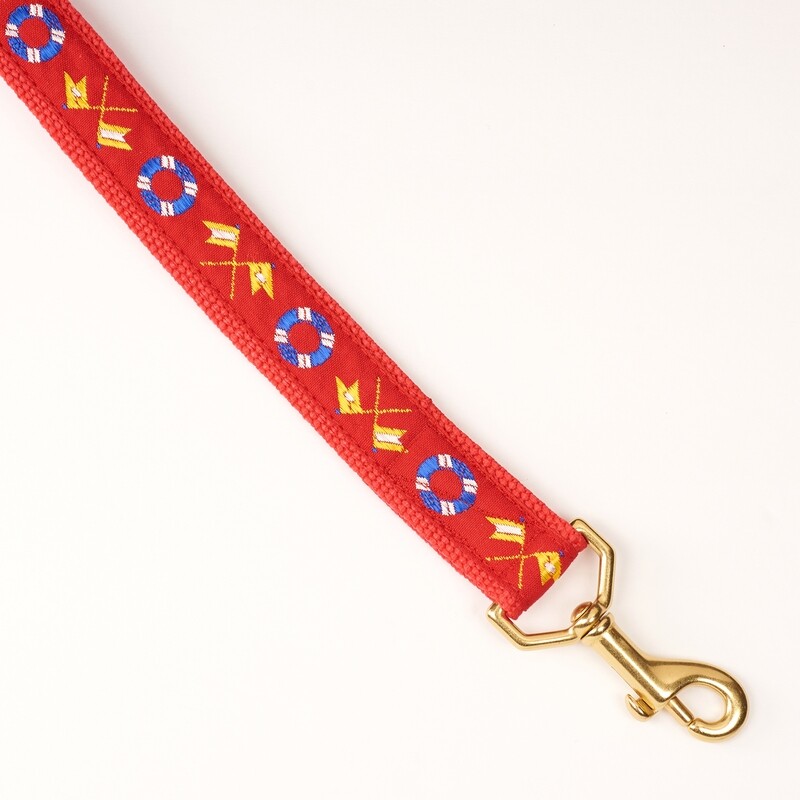 Leash - Designer - 1-inch - Ahoy / red