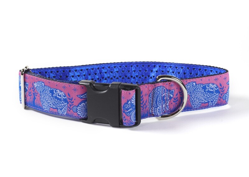 Collar - Designer - 1-1/2 inch - Animal Grandstand - (blue/pink)