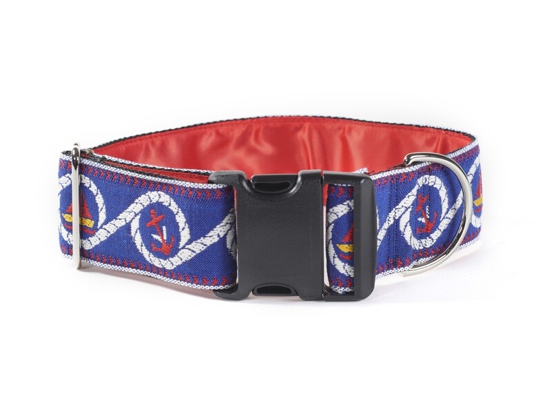 Collar - Designer - 2 inch - Captain's Wheel   (blue)