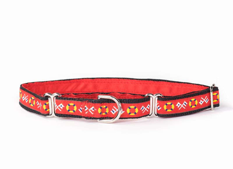 Collar - Designer - 5/8 inch - Ahoy!  (red)