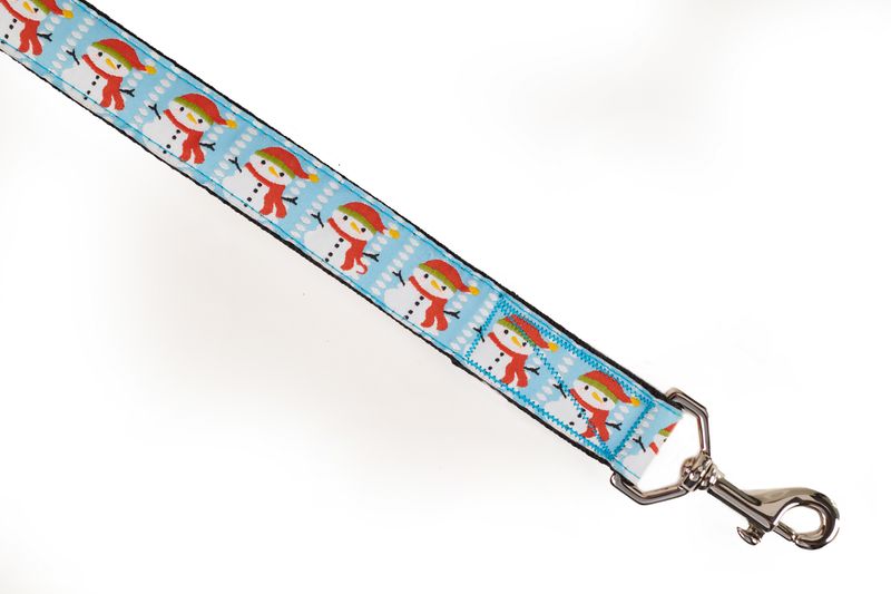 Leash - Designer - 1-inch - Snowman Blue