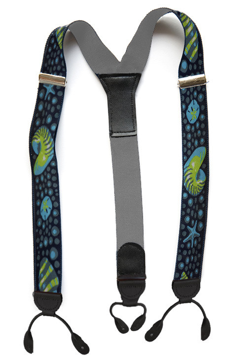 Suspenders - Designer - Shells Blue